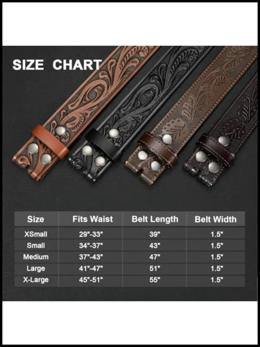 2 Pack Western Leather Belt Straps for Men Women Cowboy No Buckle